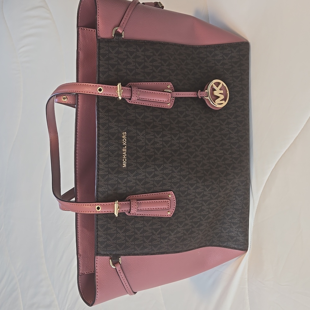 Michael Kors Pink and Brown Tote Bag